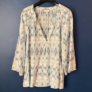 Joie Blue Patterned Flowy Long Sleeve Blouse Size L
